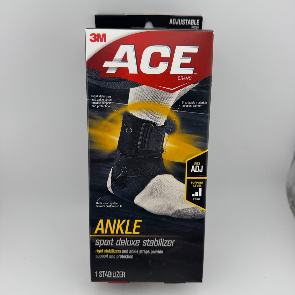 ACE Unisex Adjustable Black Sport Deluxe Ankle Stabilizer Firm Support 901008